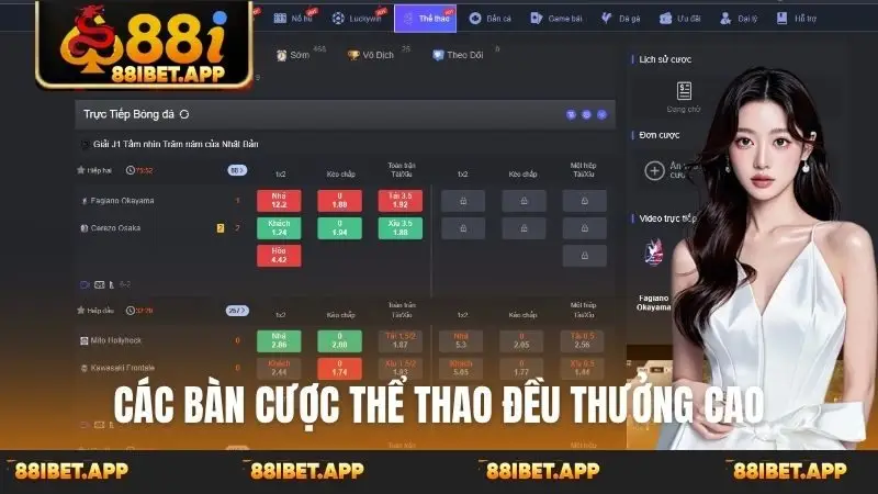 Các bàn cược thể thao đều thưởng cao