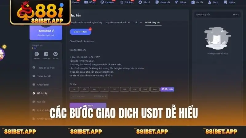 Các bước giao dich USDT dễ hiểu