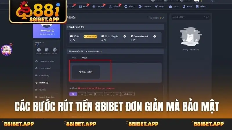 Các bước rút tiền 88ibet đơn giản mà bảo mật