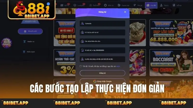 Các bước tạo lập thực hiện đơn giản