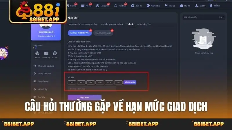 Câu hỏi thường gặp về hạn mức giao dịch