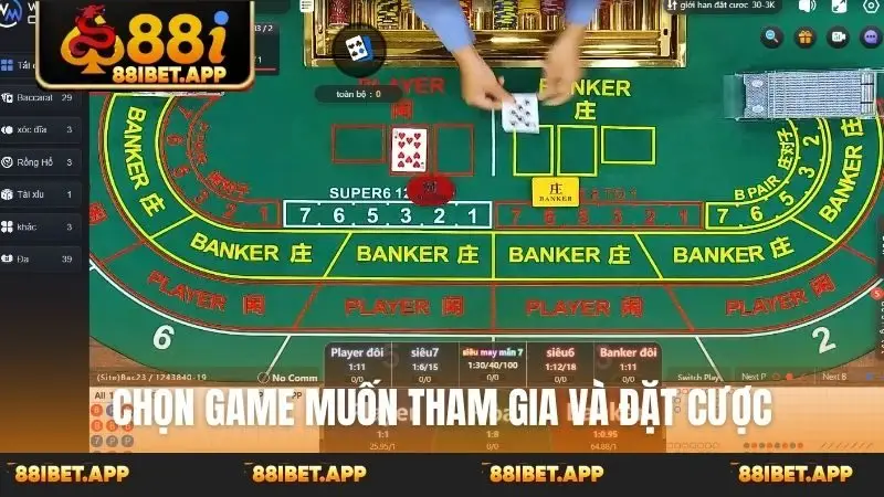 Chọn game muốn tham gia và đặt cược