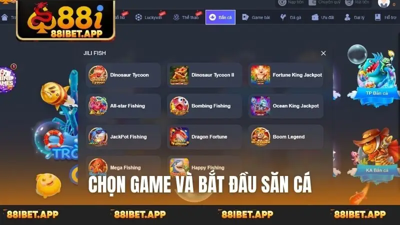 Chọn game và bắt đầu săn cá