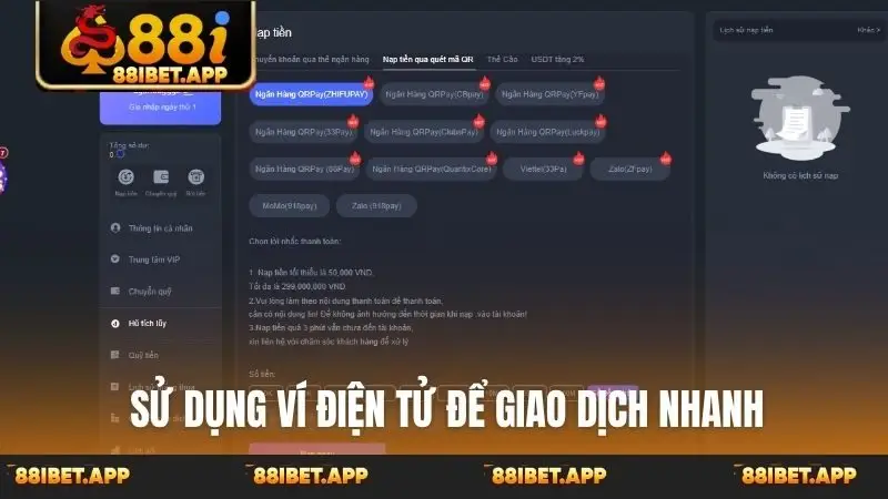 Sử dụng ví điện tử để giao dịch nhanh