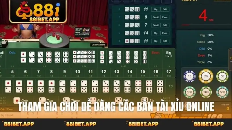 Tham gia chơi dễ dàng các bàn tài xỉu online